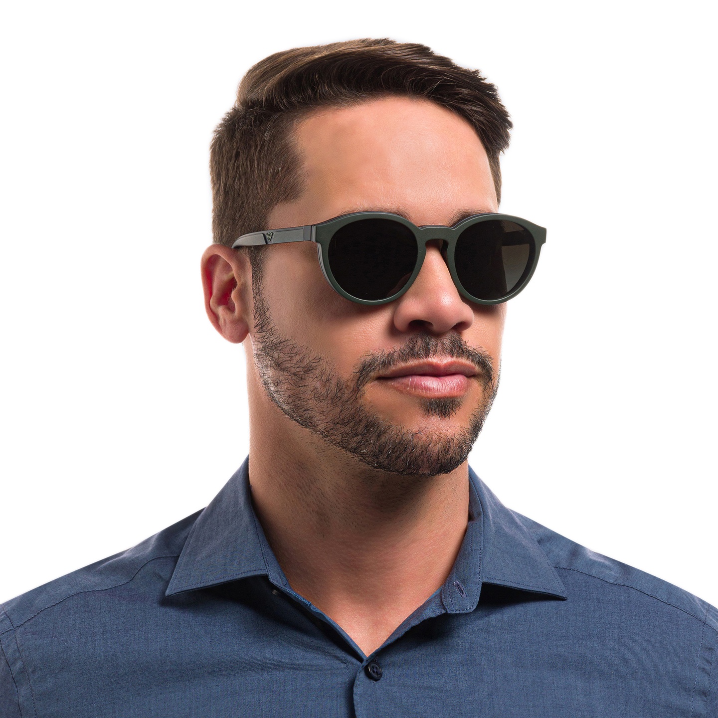 Emporio Armani Panthos Eyeglasses in Matte Black – Model Photo 6