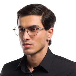 EYE'M Irregular Eyeglasses in Silver – Model Photo 5