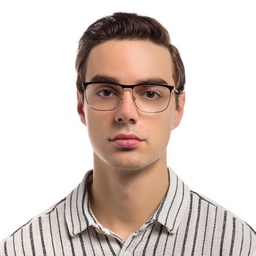 EYE'M Wide Rectangle Eyeglasses in Black – Model Photo 2