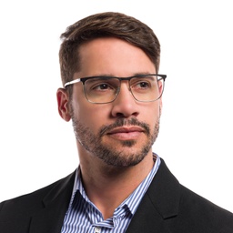 EYE'M Wide Rectangle Eyeglasses in Black & Silver – Model Photo 2