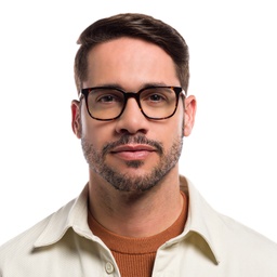 EYE'M Square Eyeglasses in Havana – Model Photo 2