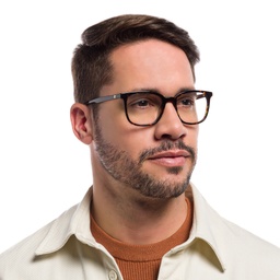 EYE'M Square Eyeglasses in Havana – Model Photo 5