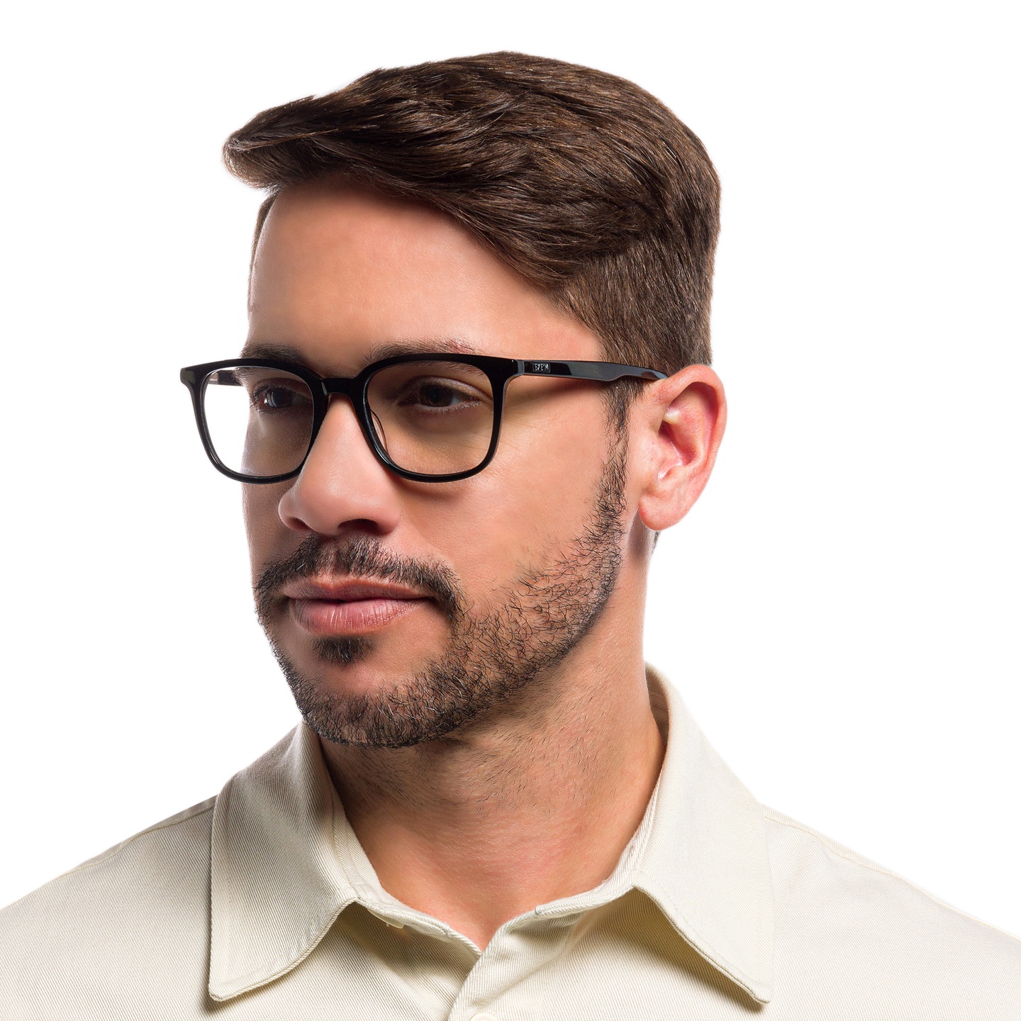 EYE'M Square Eyeglasses in Black – Model Photo 1