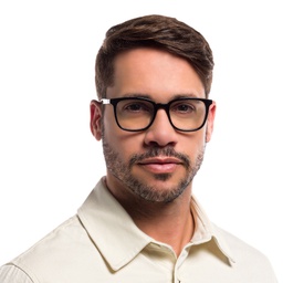 EYE'M Square Eyeglasses in Black – Model Photo 5