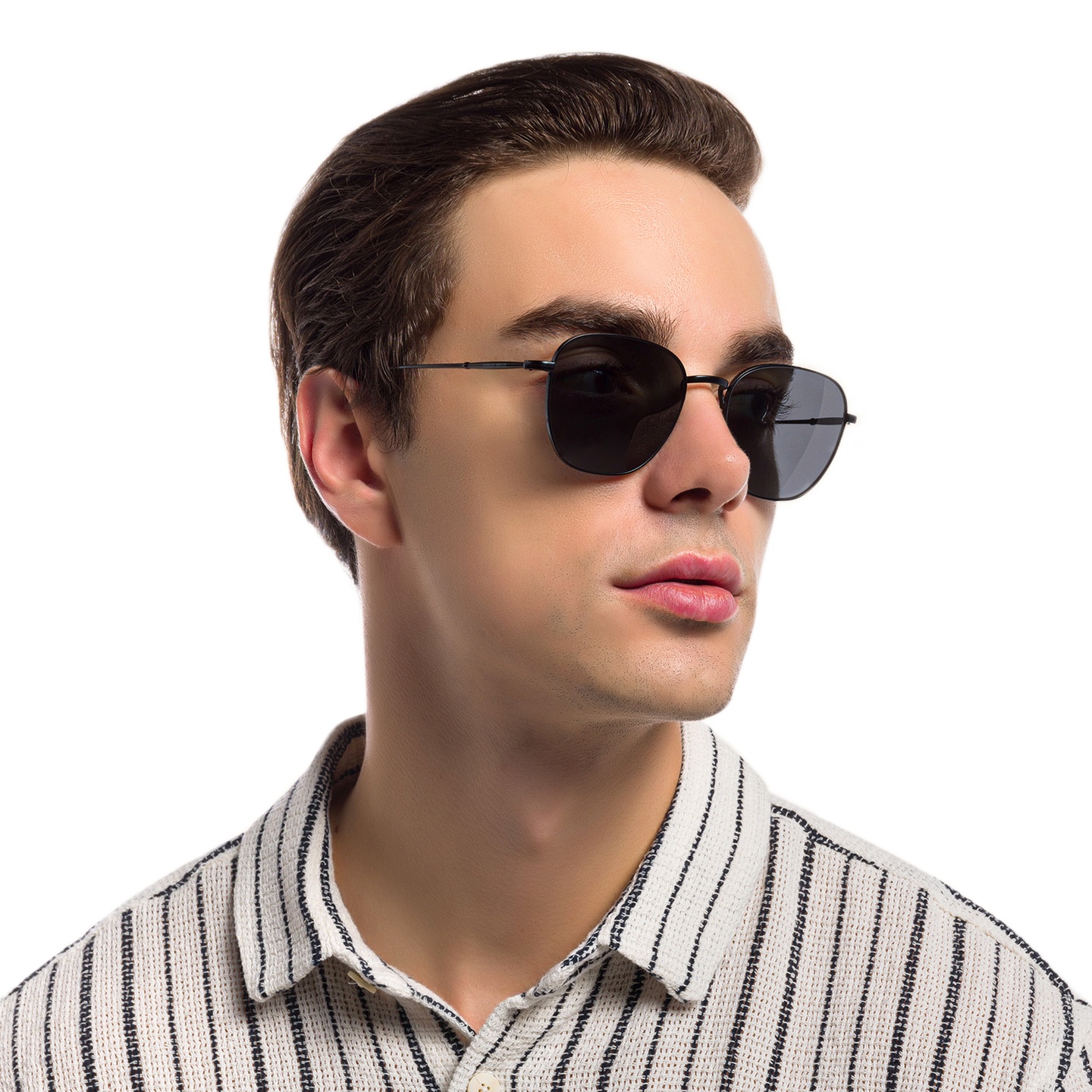 EYE'M Square Eyeglasses in Blue – Model Photo 4