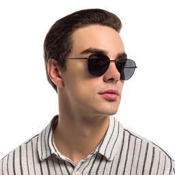 EYE'M Square Eyeglasses in Blue – Model Photo 5