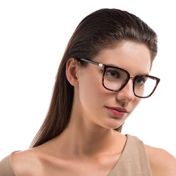 EYE'M Square Eyeglasses in Havana – Model Photo 5