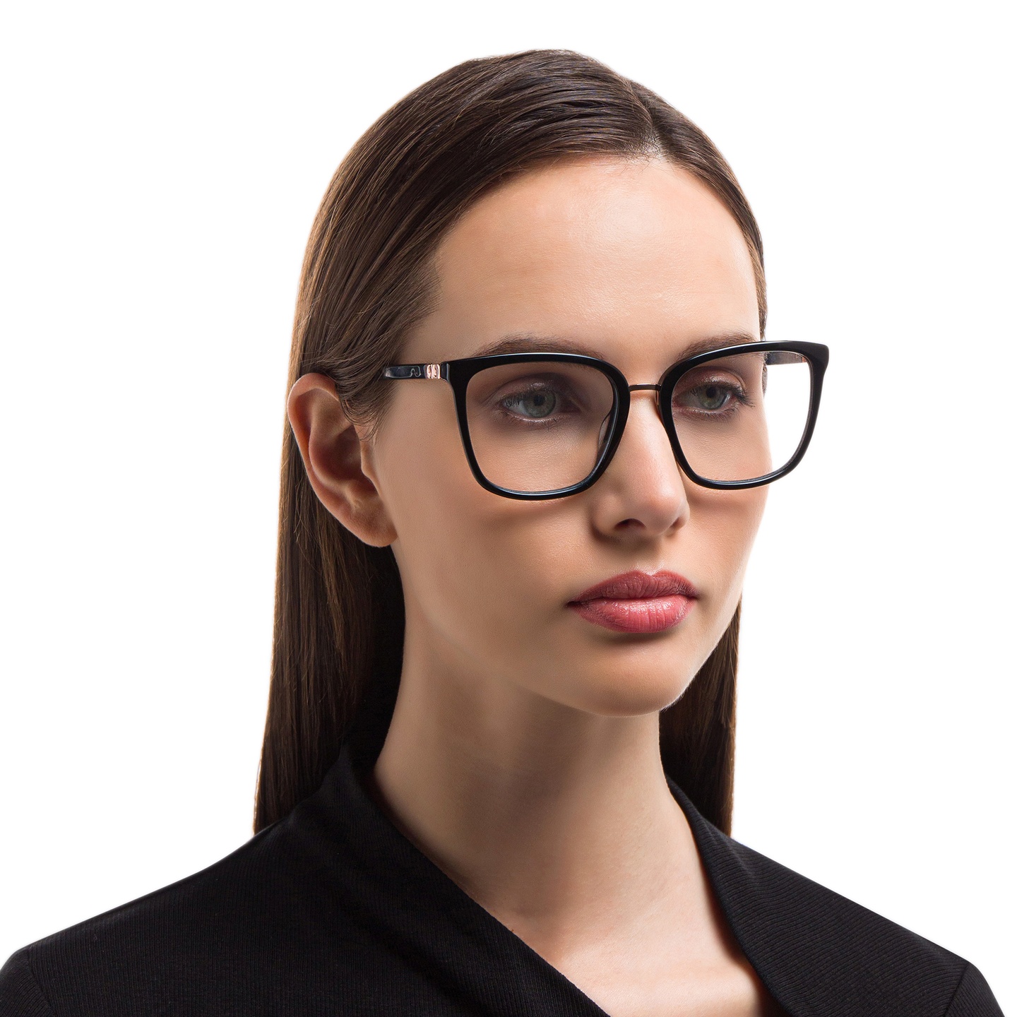 EYE'M Square Eyeglasses in Black – Model Photo 4