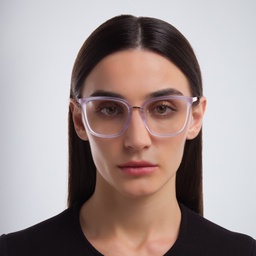 EYE'M Square Eyeglasses in Purple – Model Photo 2