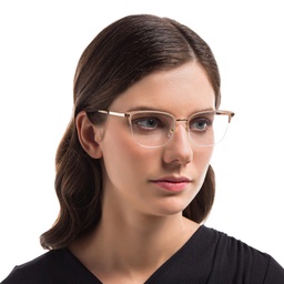 EYE'M Half Rim Cat Eye Eyeglasses in Nude – Model Photo 5