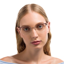 EYE'M Half Rim Cat Eye Eyeglasses in Red – Model Photo 2