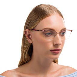 EYE'M Half Rim Cat Eye Eyeglasses in Red – Model Photo 5