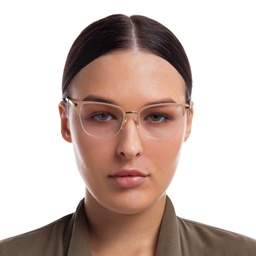 EYE'M Half Rim Cat Eye Eyeglasses in Nude – Model Photo 5