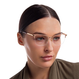 EYE'M Half Rim Cat Eye Eyeglasses in Nude – Model Photo 6