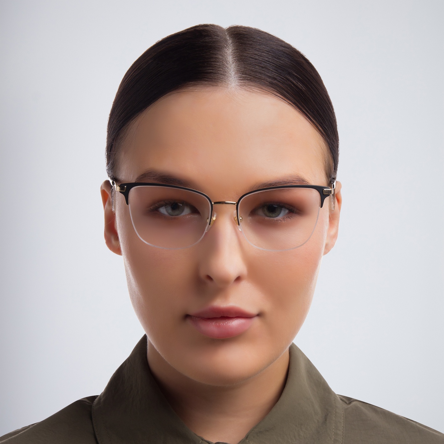 Shop EYE'M Half Rim Cat Eye Eyeglasses in Black online.