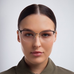 Shop EYE'M Half Rim Cat Eye Eyeglasses in Black online.
