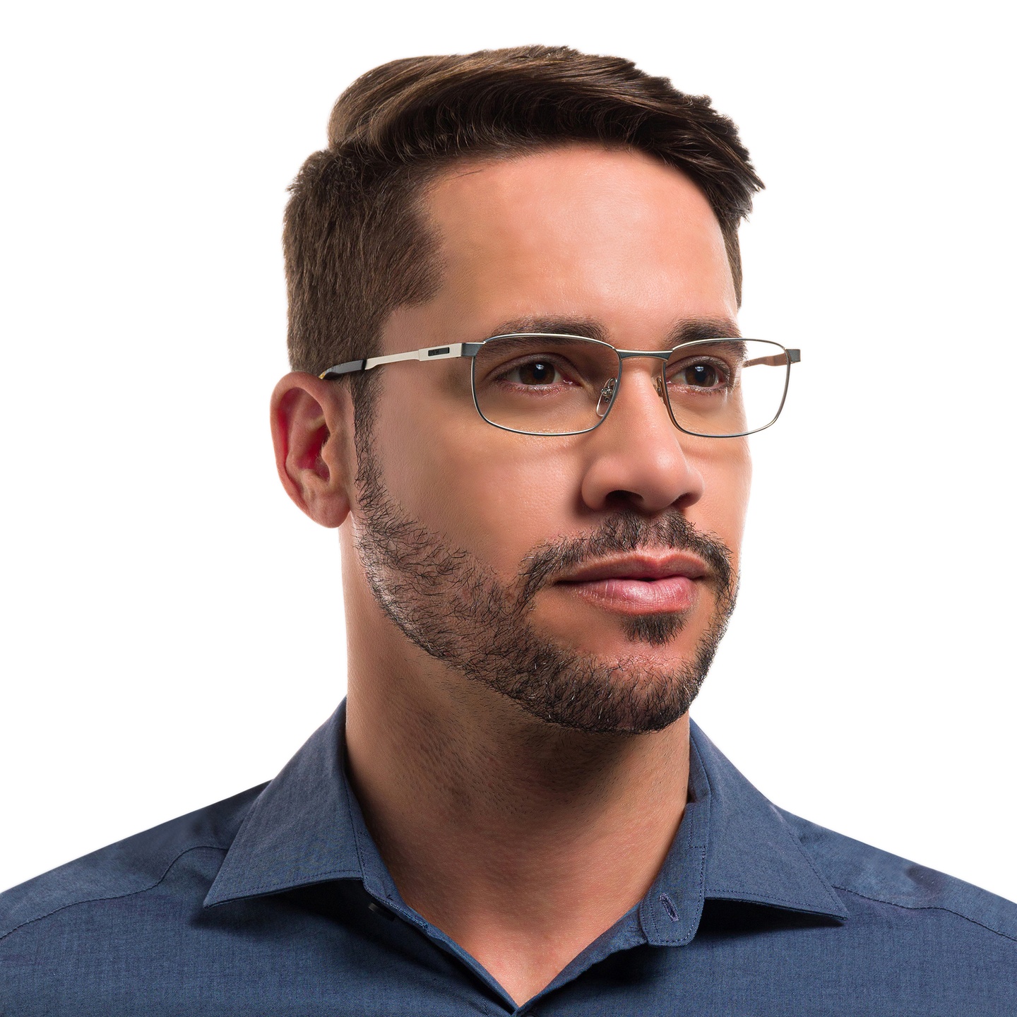 Shop EYE'M Rectangle Eyeglasses in Silver online.