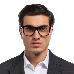 Shop EYE'M Wide Square Eyeglasses in Shiny Black online.