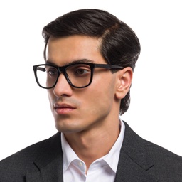 Shop EYE'M Wide Square Eyeglasses in Shiny Black online.