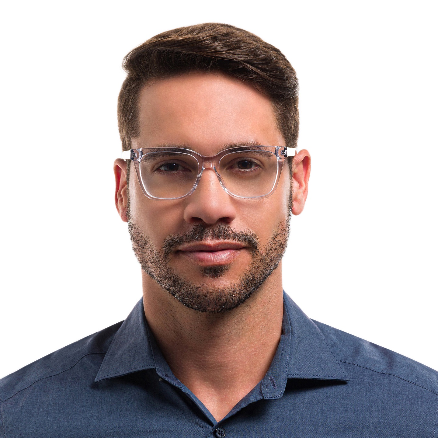 Shop EYE'M Wide Square Eyeglasses in Clear online.