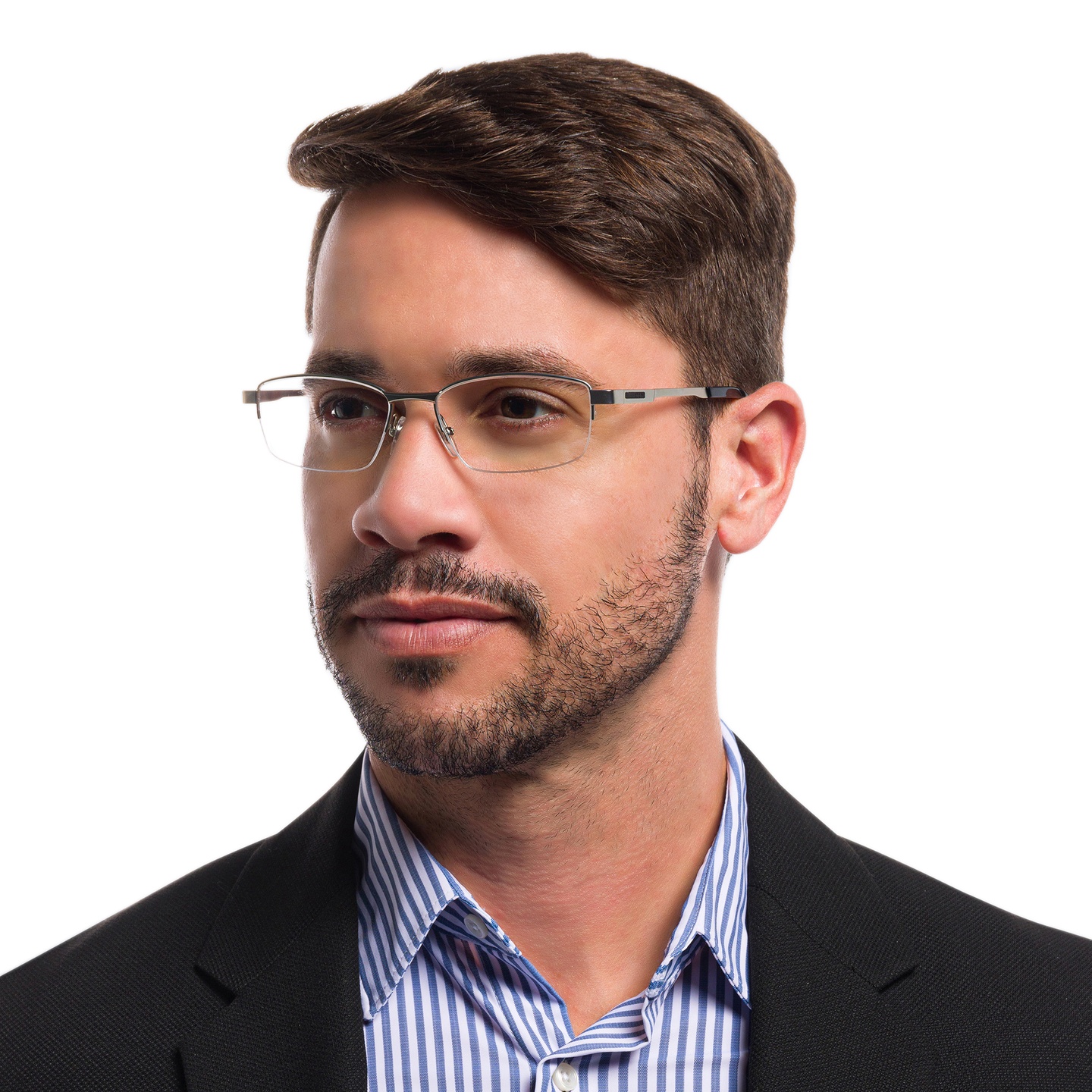 Shop EYE'M Half Rim Rectangle Eyeglasses in Silver online.