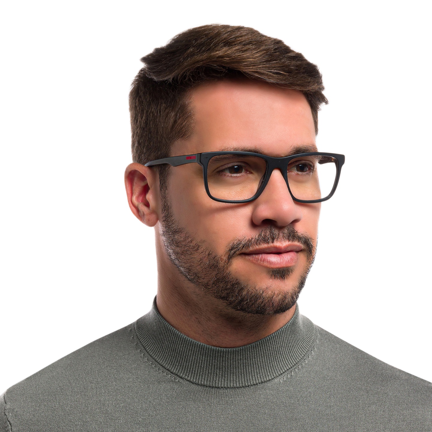 EYE'M Rectangle Eyeglasses in Black – Model Photo 1