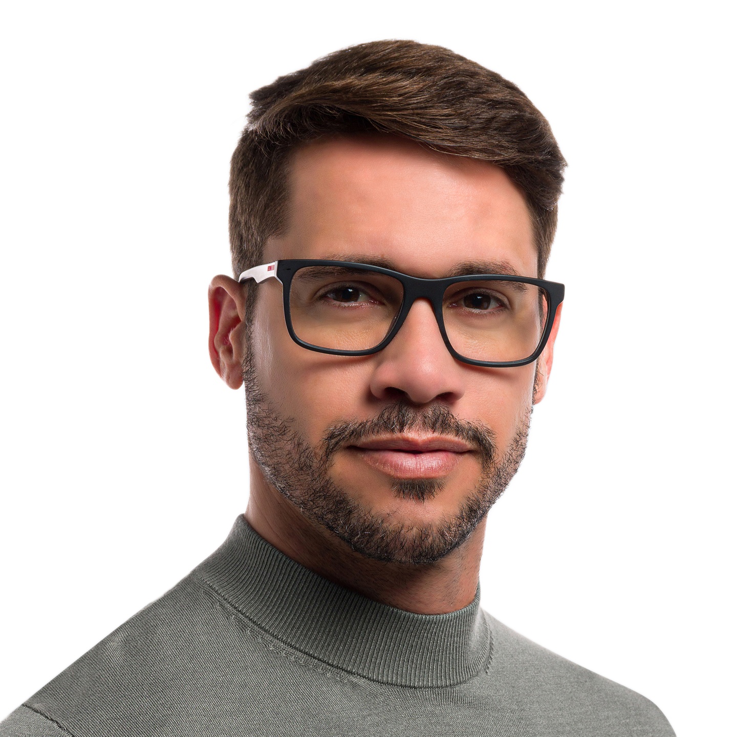 EYE'M Rectangle Eyeglasses in Black – Model Photo 4