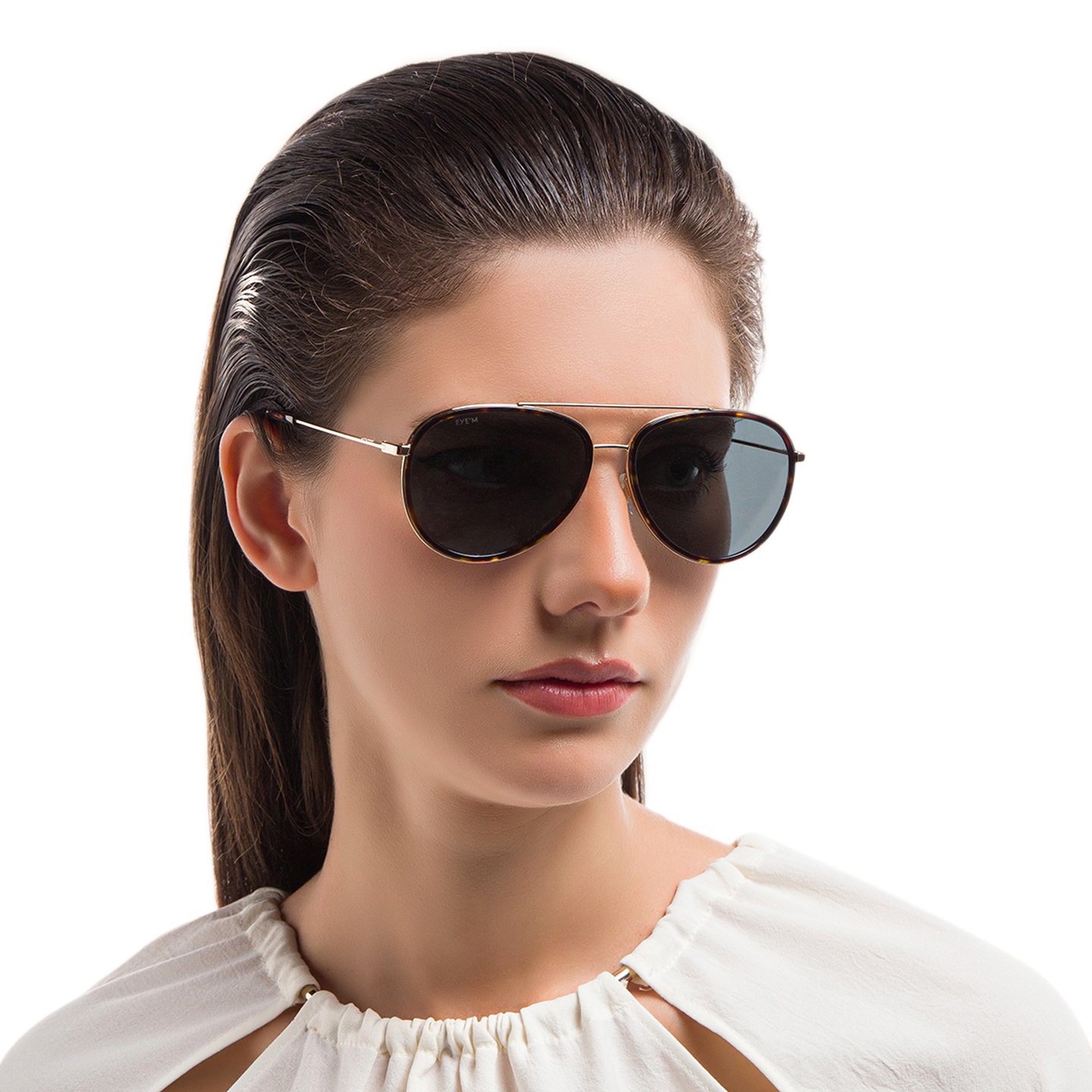 Shop EYE'M Unisex Aviator Sunglasses in Havana online.