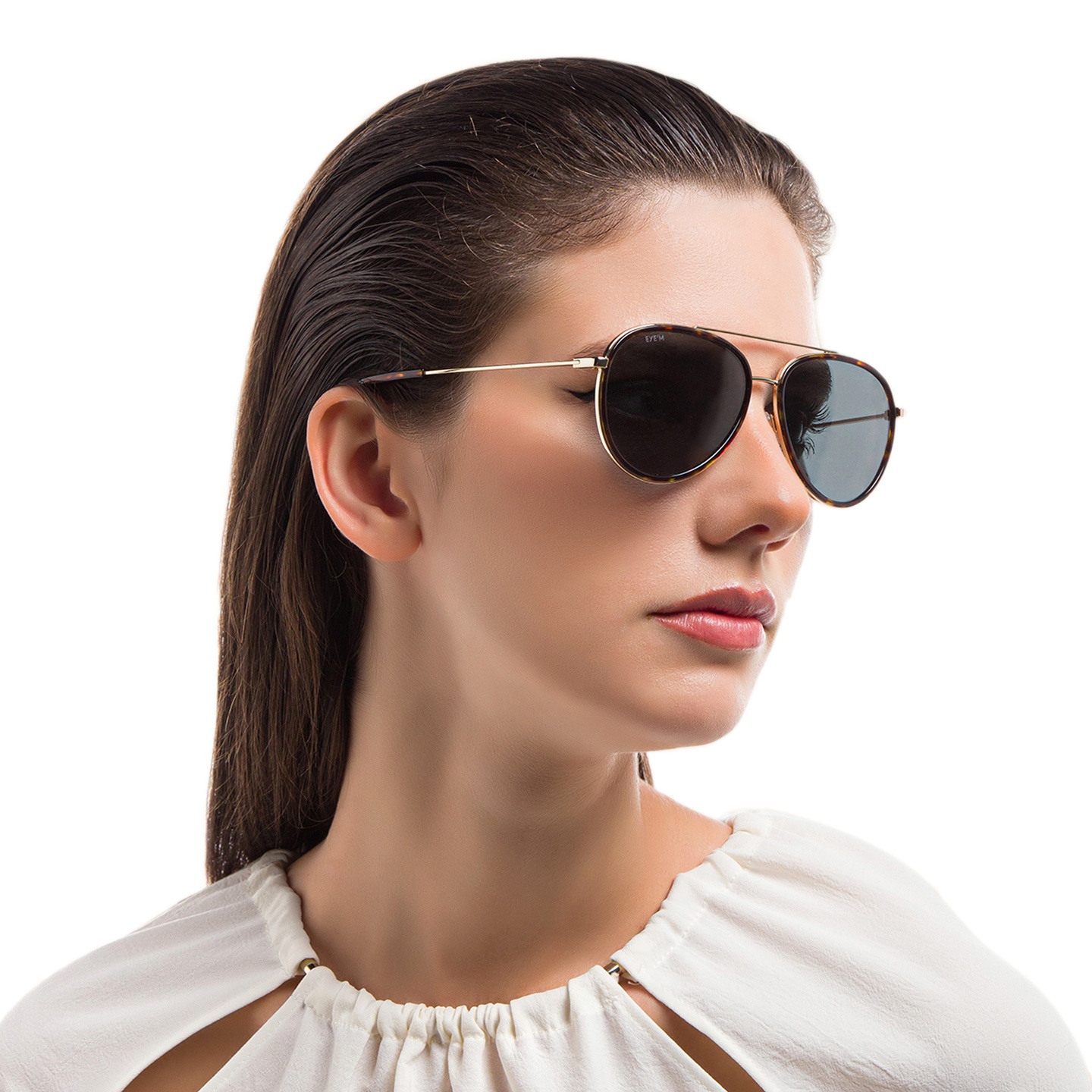 Shop EYE'M Unisex Aviator Sunglasses in Havana online.
