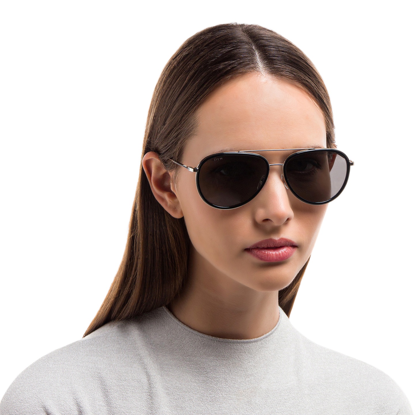 Shop EYE'M Unisex Aviator Sunglasses in Black online.