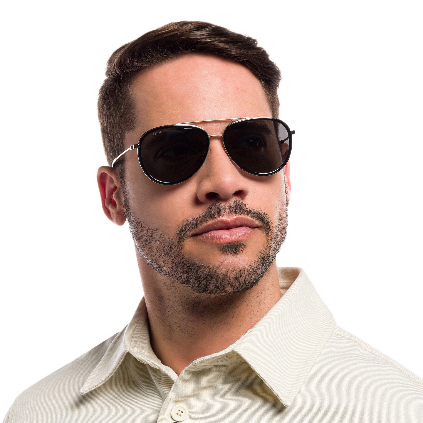 Shop EYE'M Unisex Aviator Sunglasses in Black online.