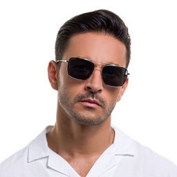Shop EYE'M Unisex Square Sunglasses in Silver online.