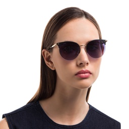 Shop EYE'M Half Rim Round Sunglasses in Black online.