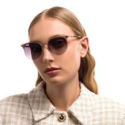Shop EYE'M Half Rim Round Sunglasses in Nude online.