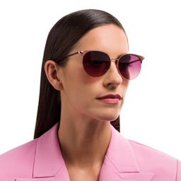 Shop EYE'M Half Rim Round Sunglasses in Red online.