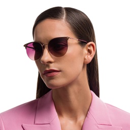 Shop EYE'M Half Rim Round Sunglasses in Red online.