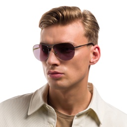 Shop EYE'M Half Rim Wide Aviator Sunglasses in Silver online.