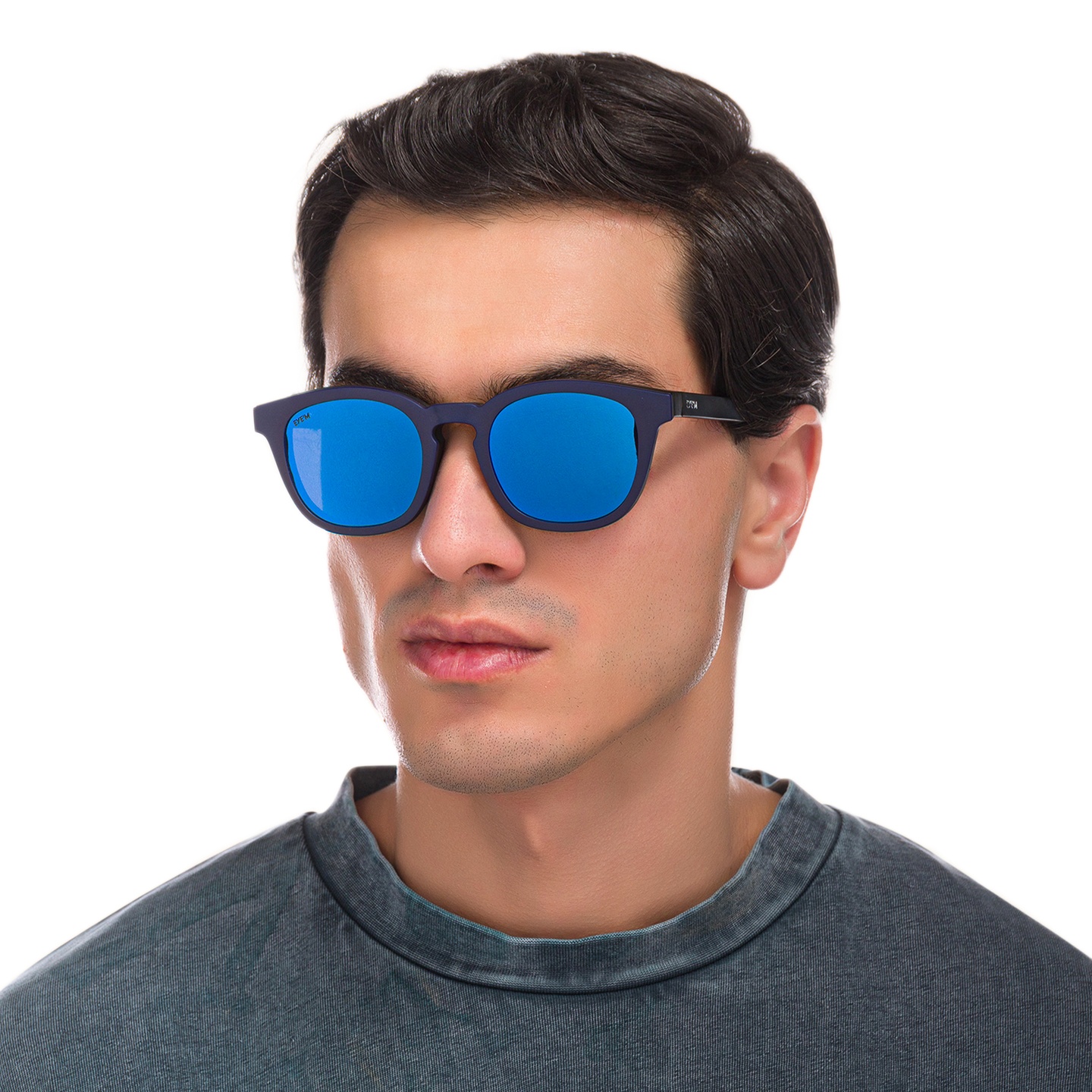 EYE'M Square Eyeglasses in Black – Model Photo 7