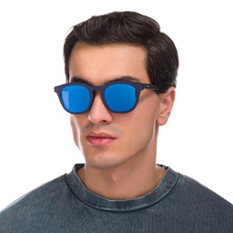 EYE'M Square Eyeglasses in Black – Model Photo 8