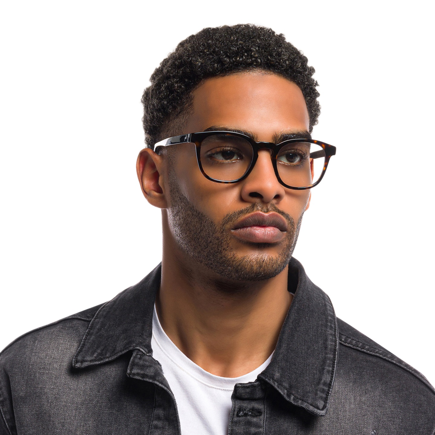 EYE'M Square Eyeglasses in Havana – Model Photo 1