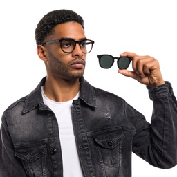 EYE'M Square Eyeglasses in Havana – Model Photo 6