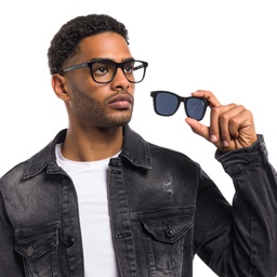 Shop EYE'M Square Eyeglasses in Black online.