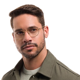 Ray-Ban JACK Irregular Eyeglasses in Gold – Model Photo 5