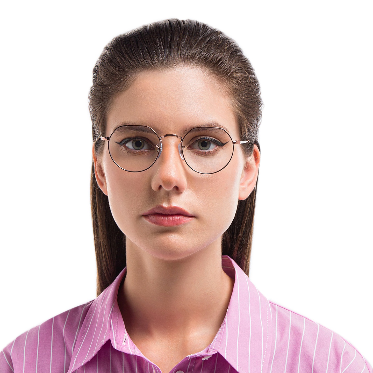 Ray-Ban Jack Unisex Irregular Eyeglasses in Copper – Model Photo 1