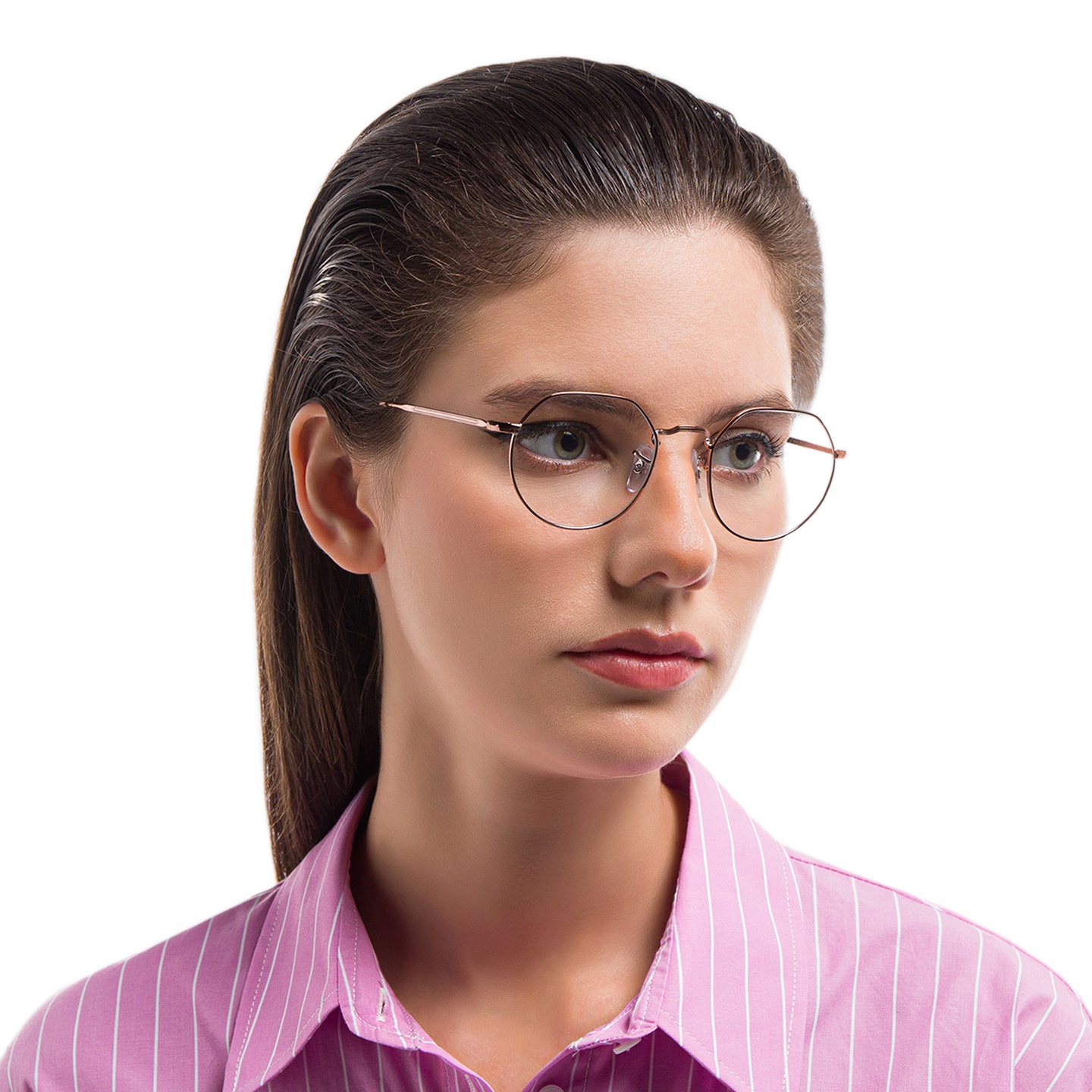 Ray-Ban Jack Unisex Irregular Eyeglasses in Copper – Model Photo 4