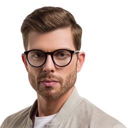 EYE'M Round Eyeglasses in Havana – Model Photo 2