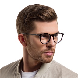 EYE'M Round Eyeglasses in Havana – Model Photo 5