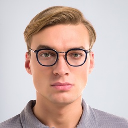 Shop EYE'M Square Eyeglasses in Silver/Blue online.