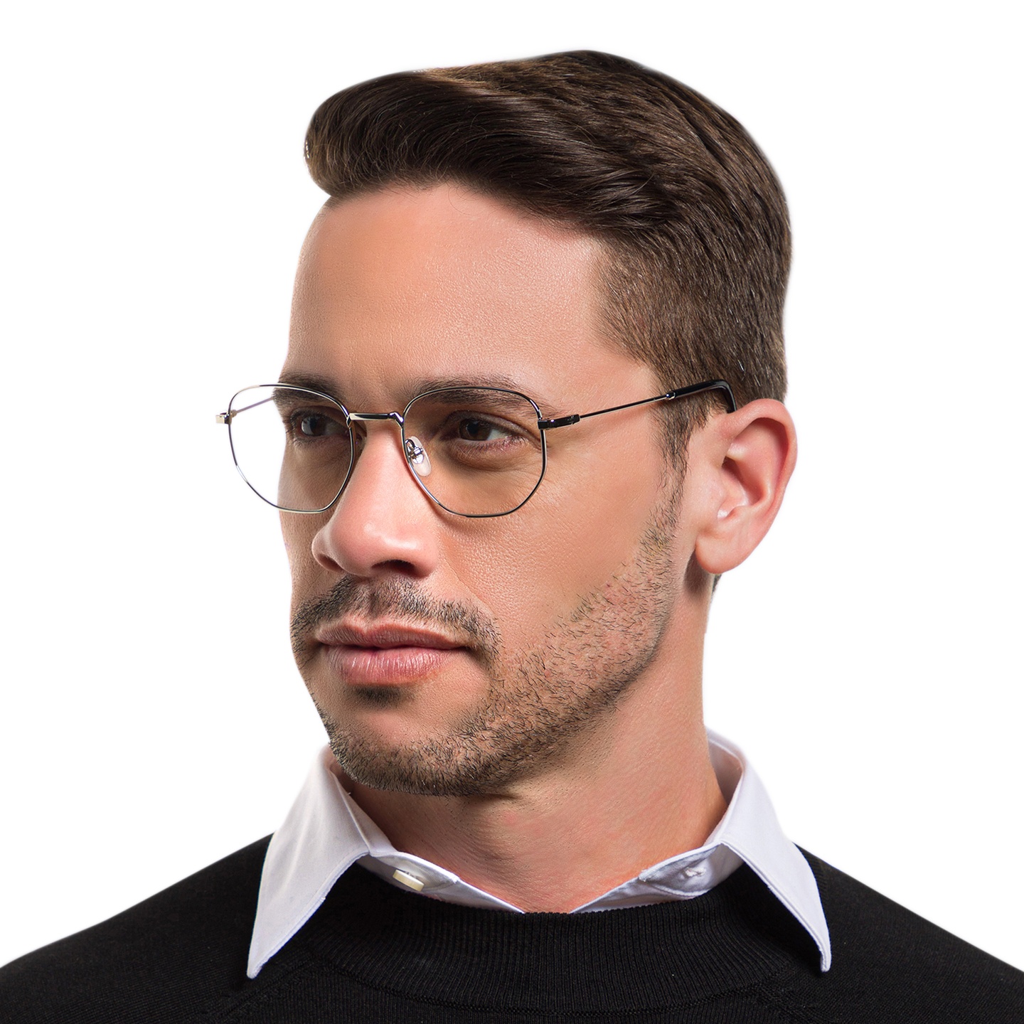 Shop EYE'M Irregular Eyeglasses in Silver online.