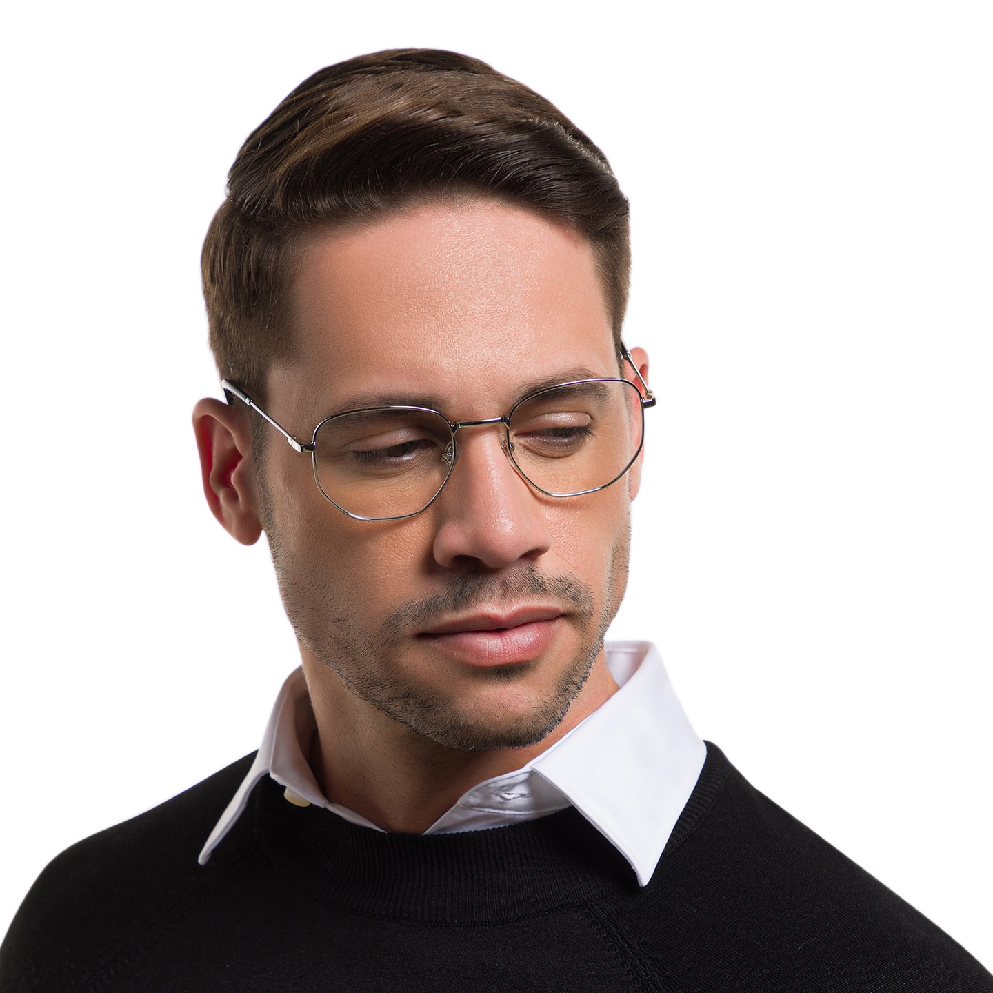 Shop EYE'M Irregular Eyeglasses in Silver online.